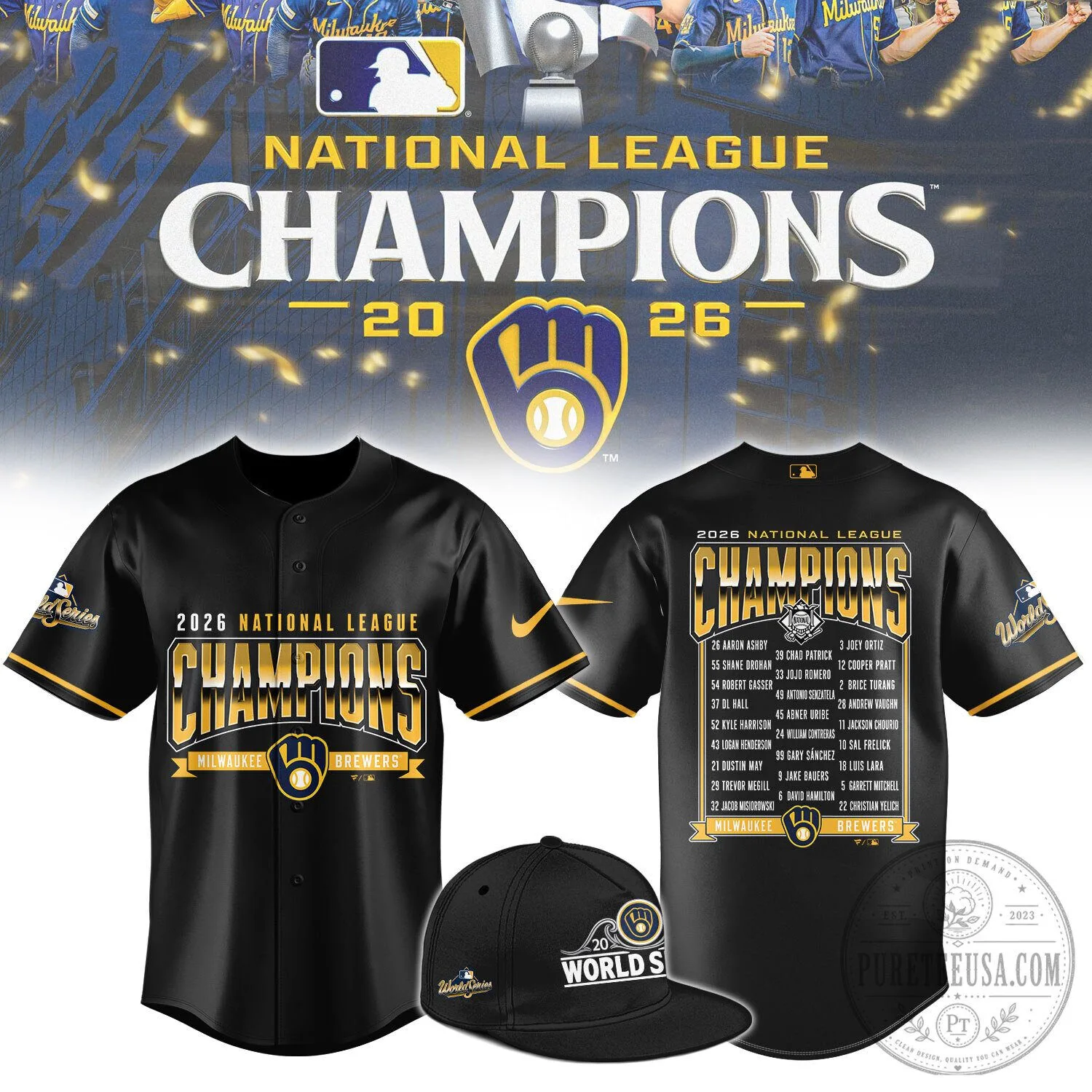 Milwaukee Brewers 2026 National League Champions Roster Black Baseball Jersey