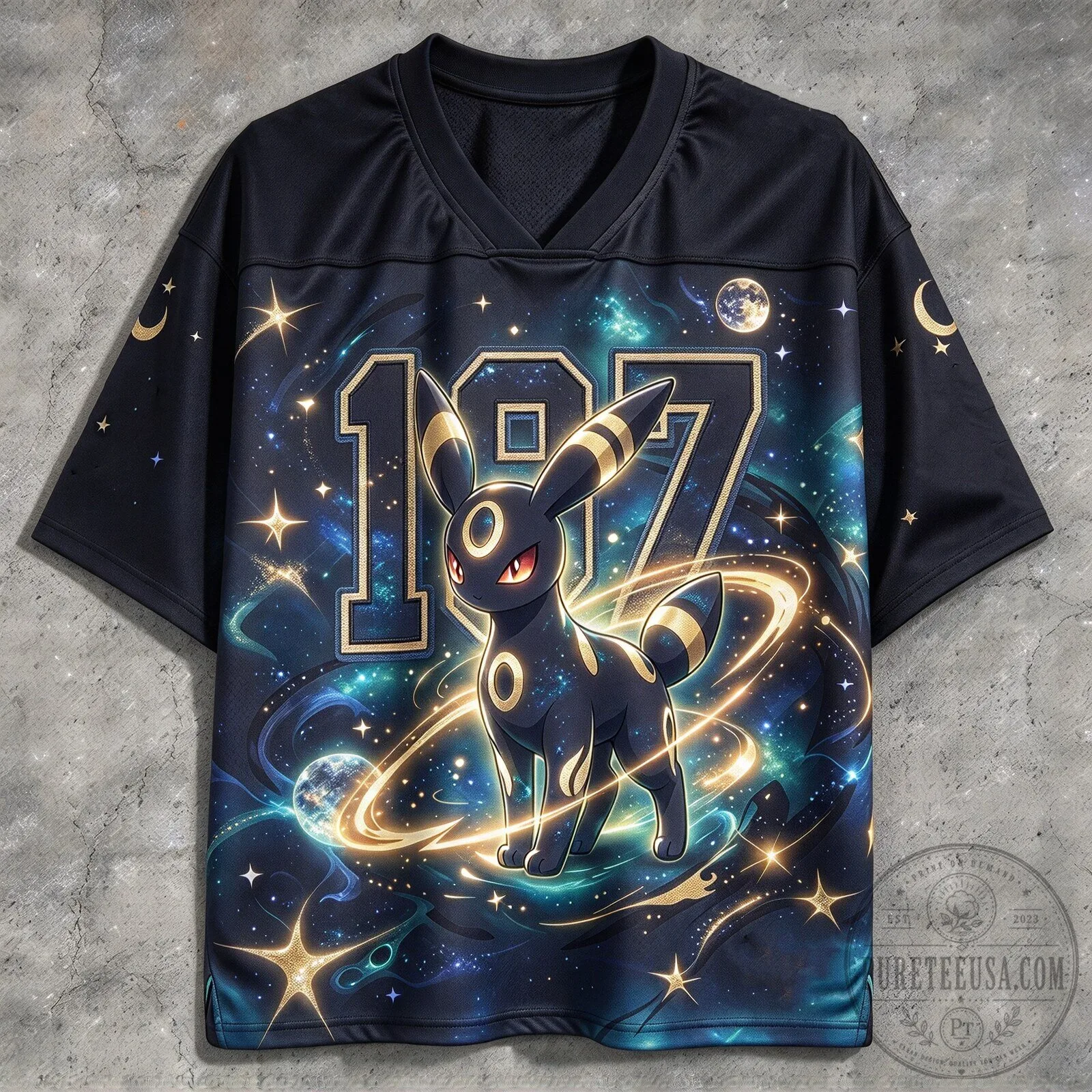 Umbreon Pokémon Galactic Night Sky Football Jersey 1 Umbreon Pokémon Galactic Night Sky Football Jersey