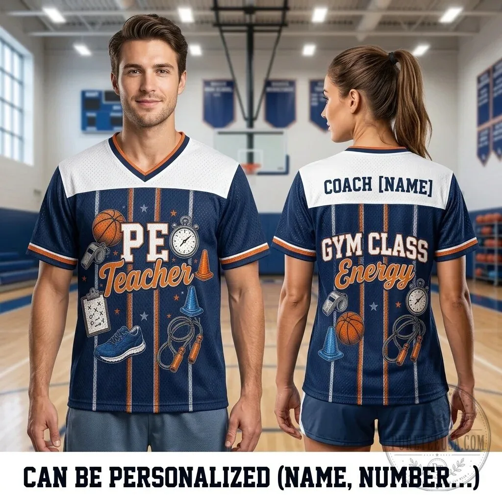 Personalized PE Teacher Gym Class Energy Football Jersey 3 Personalized PE Teacher Gym Class Energy Football Jersey